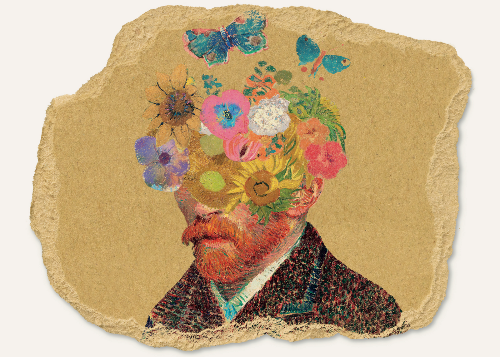 Çiçekli Van Gogh Portresi Poster Baskı