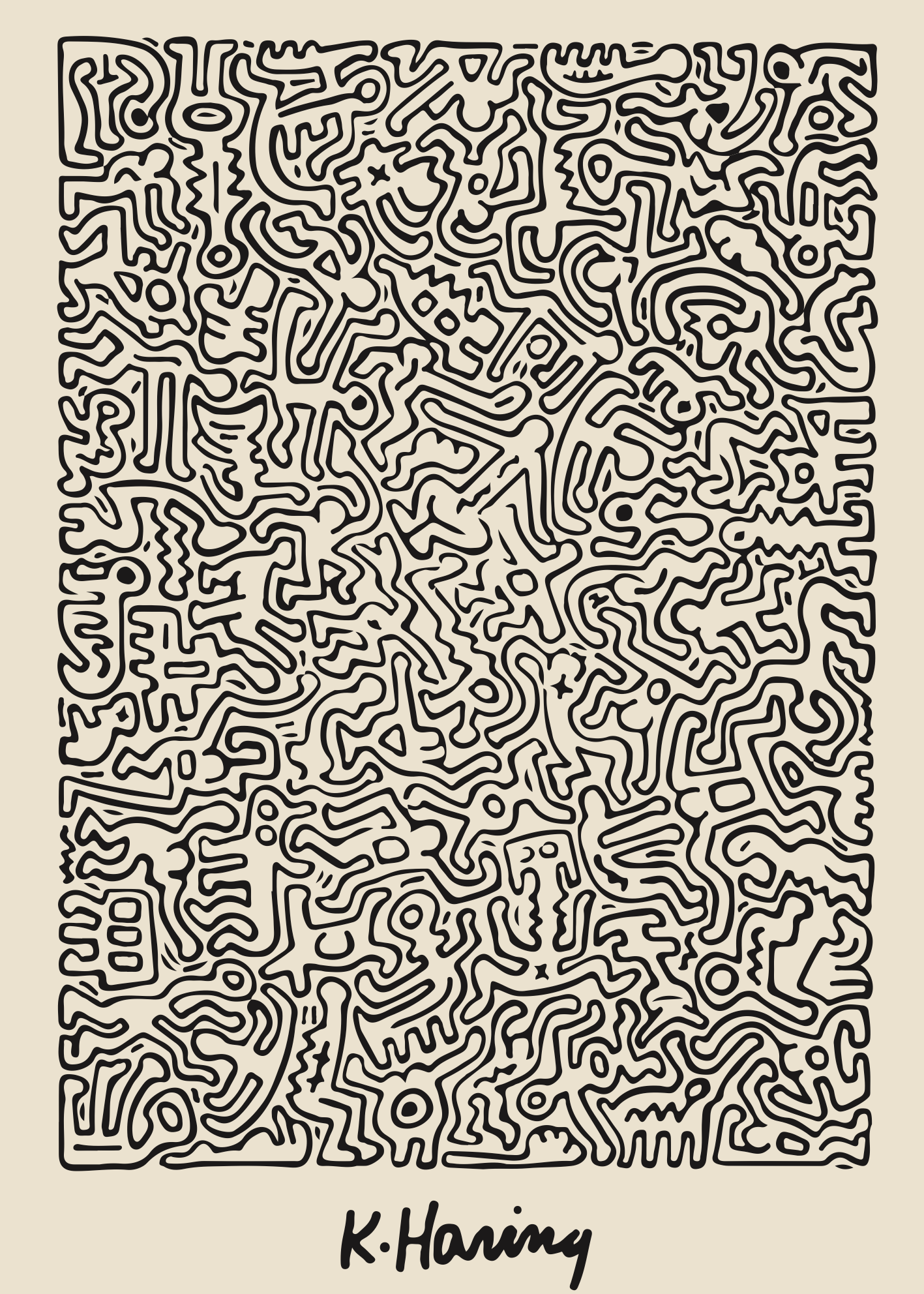 Keith Haring Stili – Soyut Çizim Desen Poster