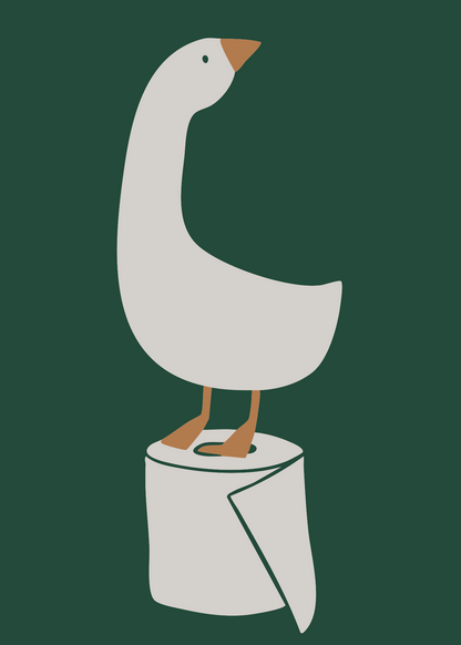 Ördek ve Rulo – Mizahi Minimal Banyo Poster Baskı