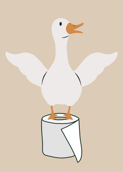Kanat Açan Ördek – Mizahi Minimal Banyo Poster Baskı