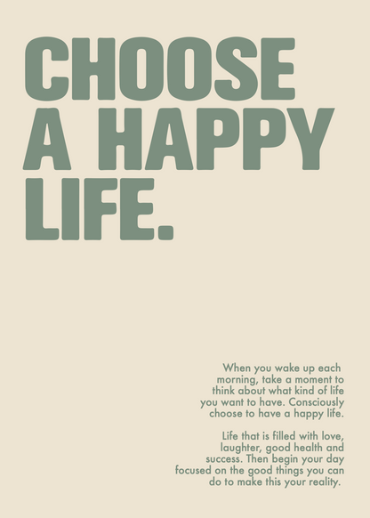 Choose a Happy Life Poster Baskı – İlham Veren Tipografi Tasarımı