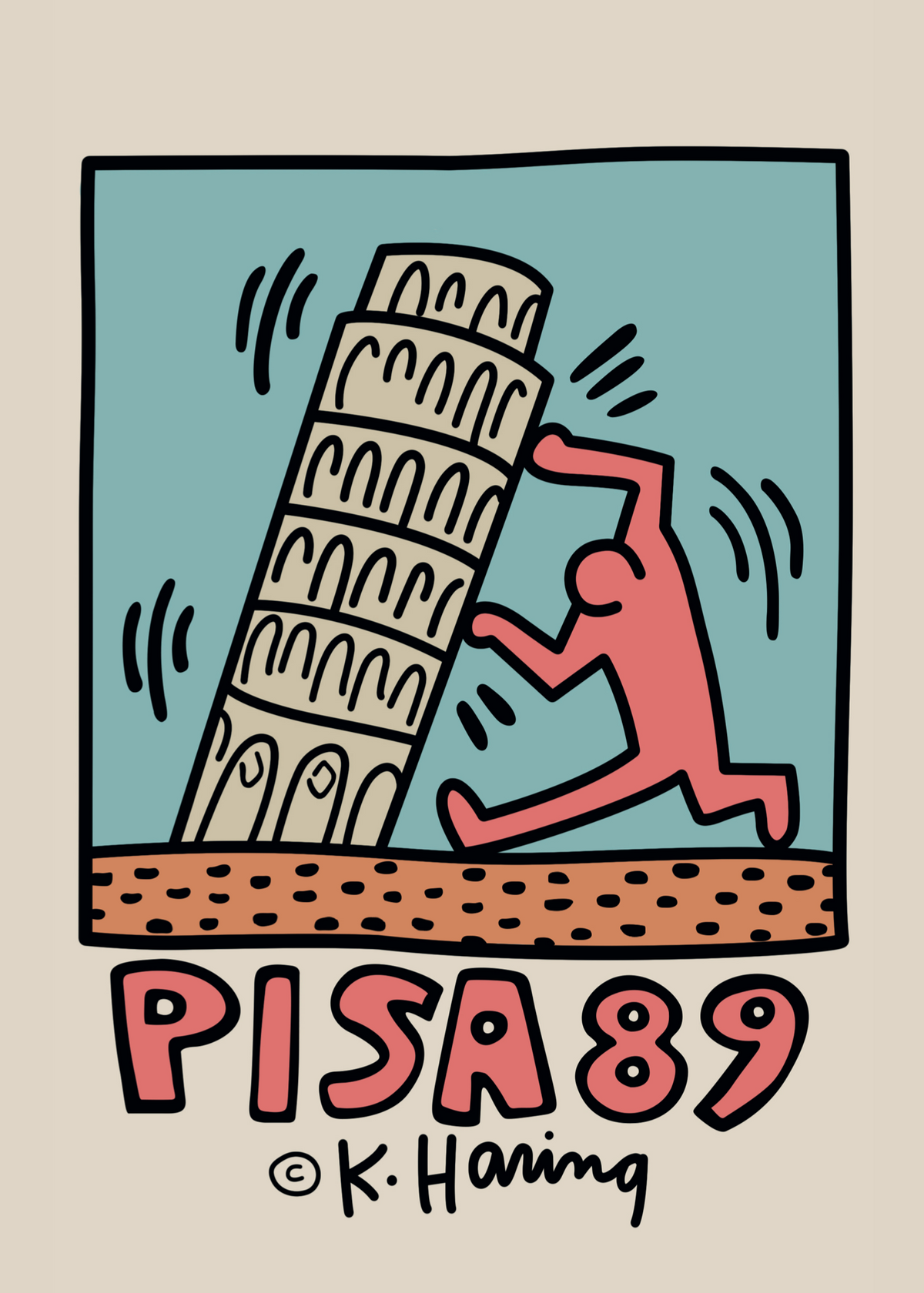 "Destek Noktası" Pisa 89 – Keith Haring Poster Baskı