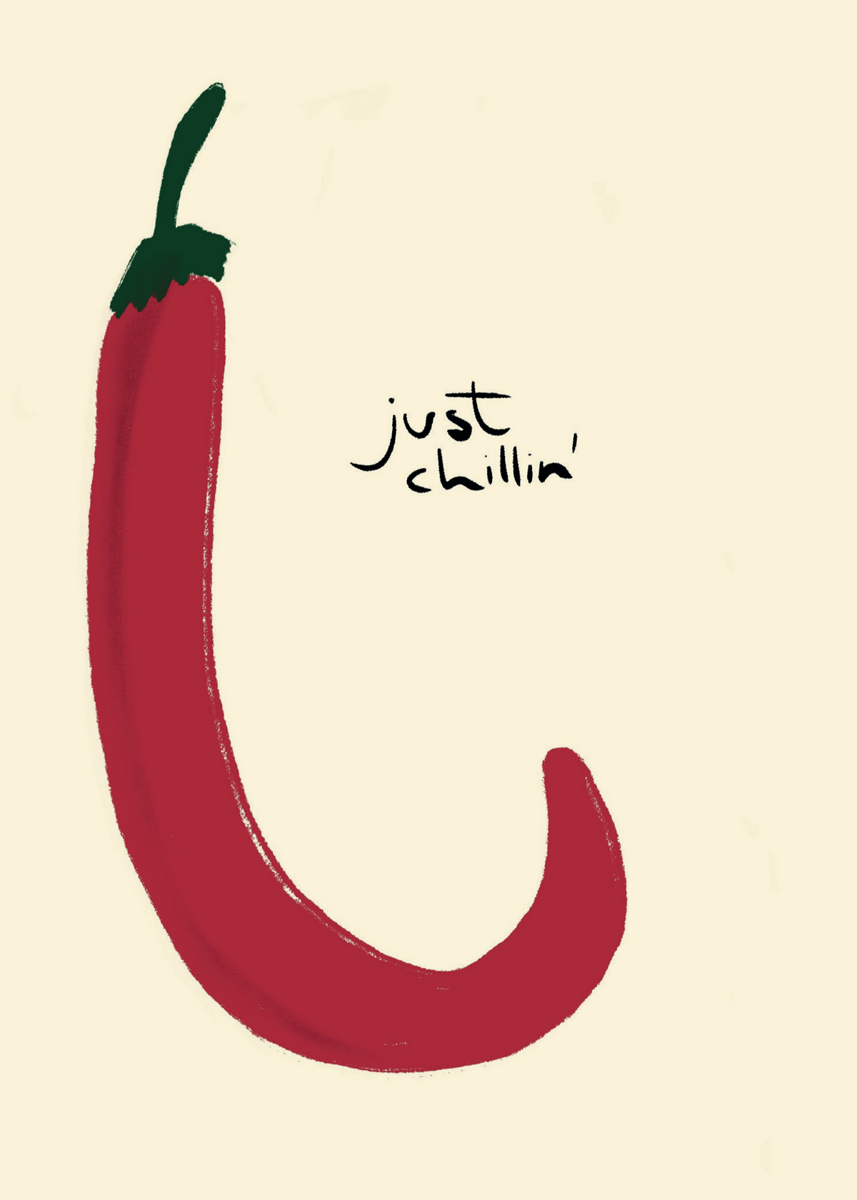 Just Chillin' – Kırmızı Biber İllüstrasyon Poster Baskı