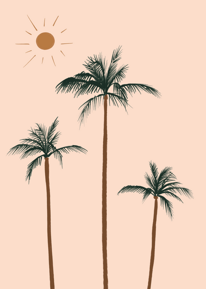Palm Sun Üçlü Palmiyeli Minimal Poster Baskı