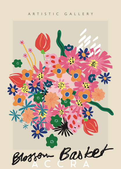 Blossom Basket – Çiçek İllüstrasyon Posteri