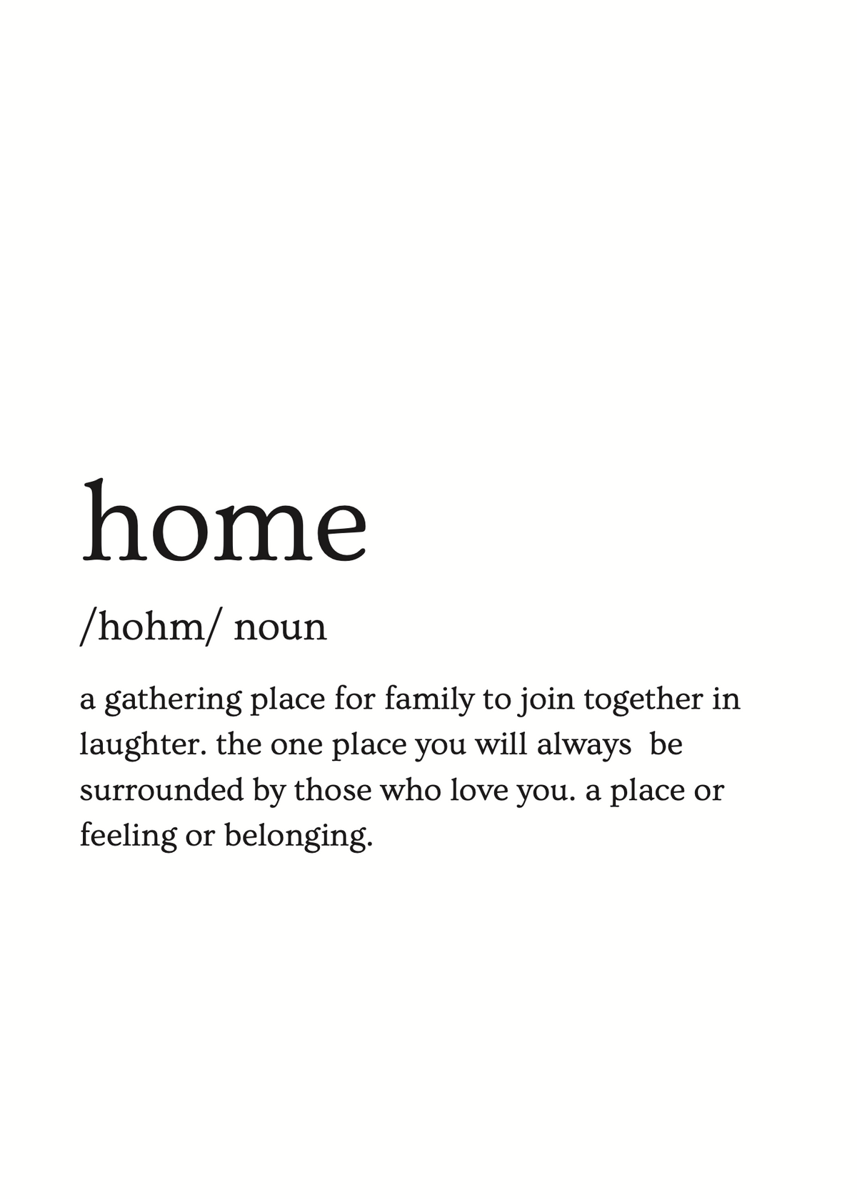 Home Tanımı Tipografik Poster Baskı