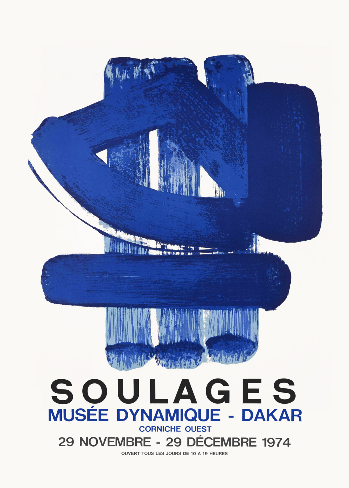 Soulages Mavi Fırça Soyut Poster Baskı