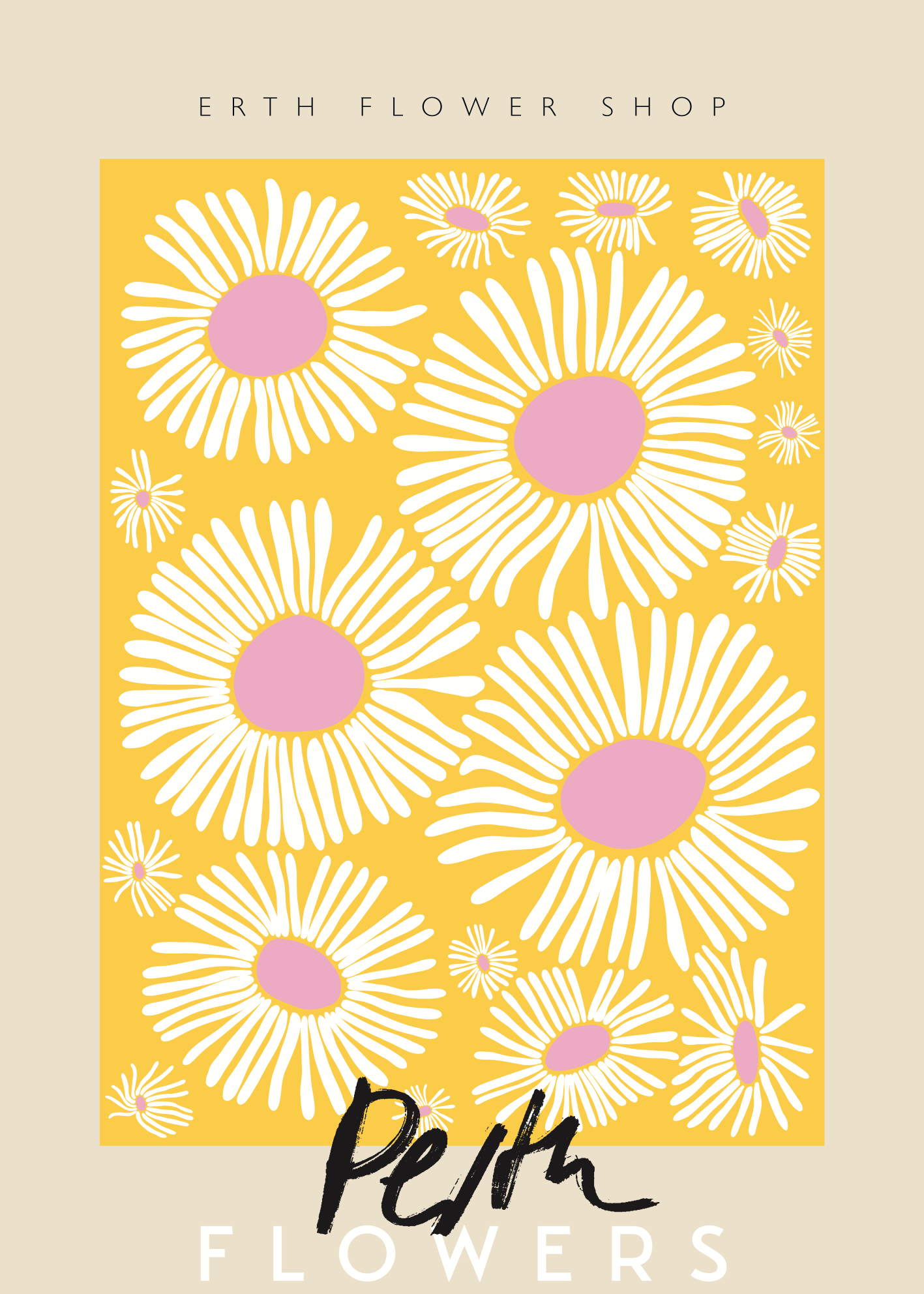 Perth Flowers Çiçekli Poster Baskı – Sarı & Pembe Tasarım