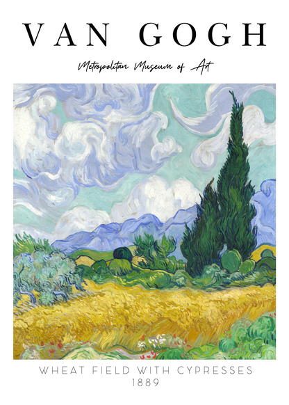 Van Gogh Selvili Buğday Tarlası Poster Baskı – 1889 Doğa Manzarası