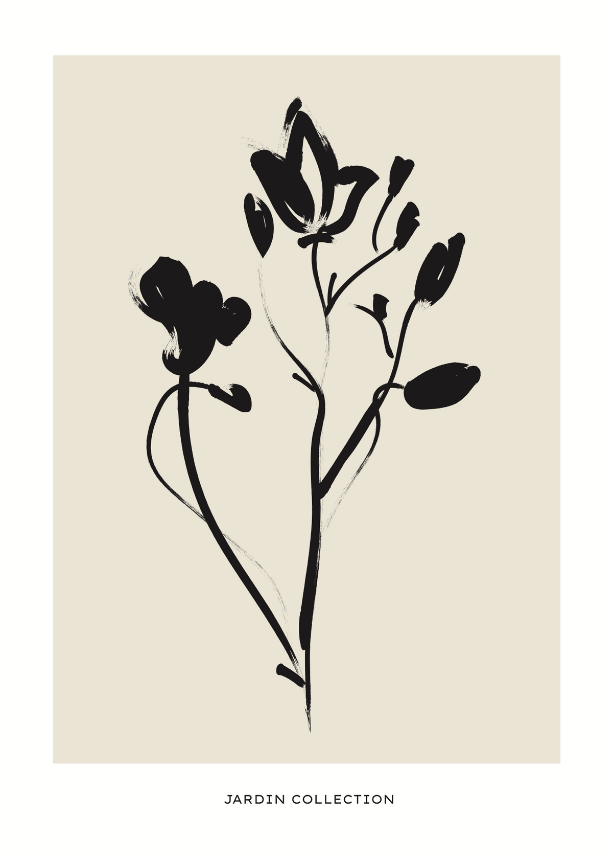 Siyah Çiçek Silueti Poster Baskı – Minimal ve Doğal Dekor