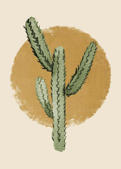 Cactus in the Sun – Kaktüs İllüstrasyon Poster