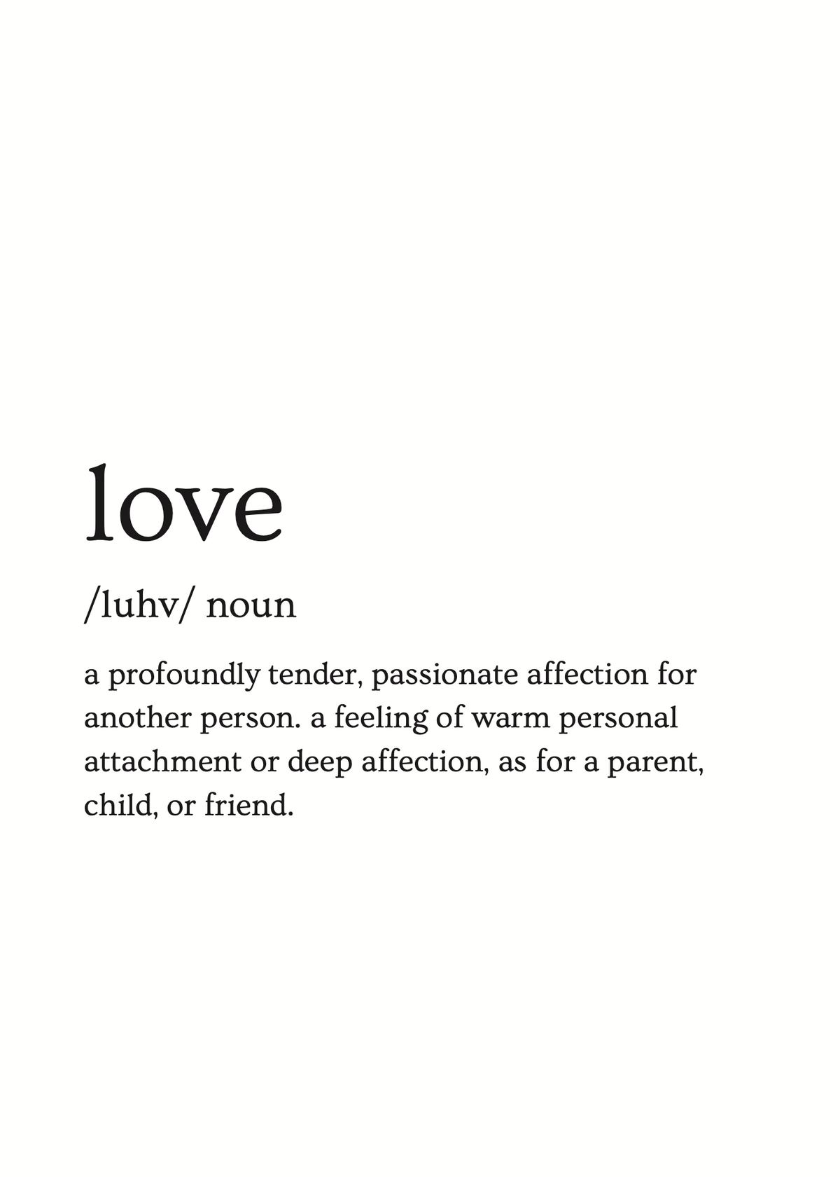 Love Definition Tipografi Poster Baskı