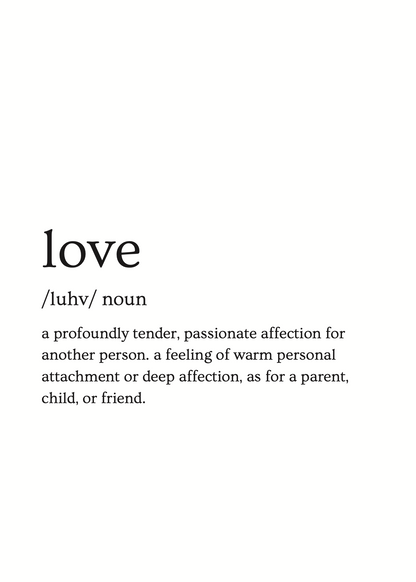 Love Definition Tipografi Poster Baskı