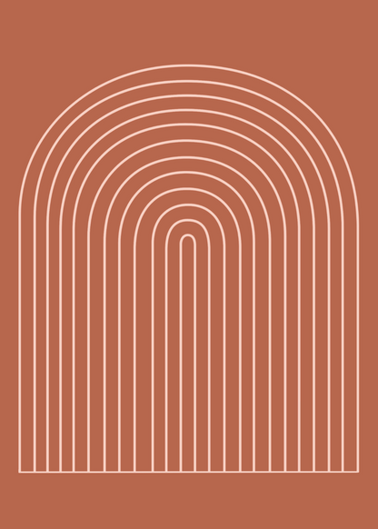 Terracotta Arch – Minimal Kavisli Çizgiler Poster Baskı