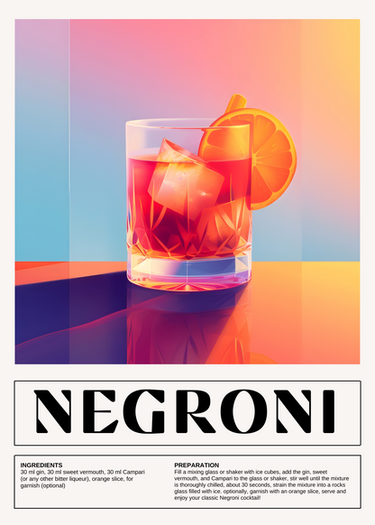 Negroni Kokteyl Tarifi Poster Baskı