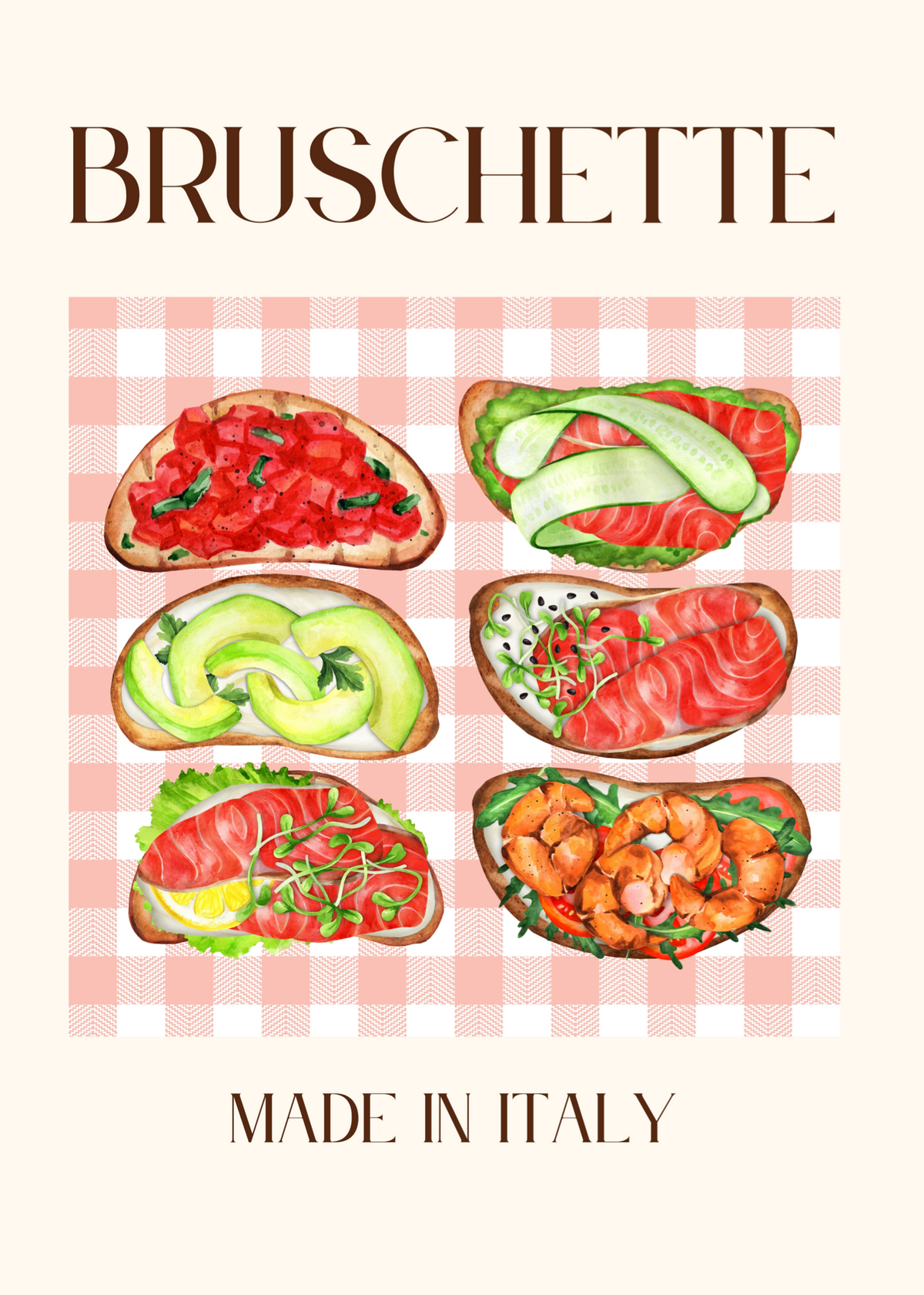 Bruschette – İtalyan Atıştırmalıkları Suluboya Poster Baskı