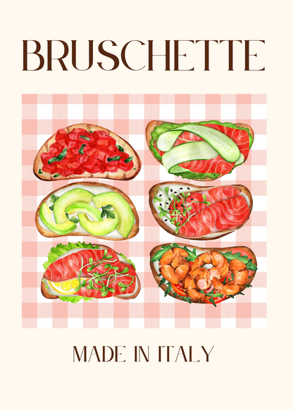 Bruschette – İtalyan Atıştırmalıkları Suluboya Poster Baskı
