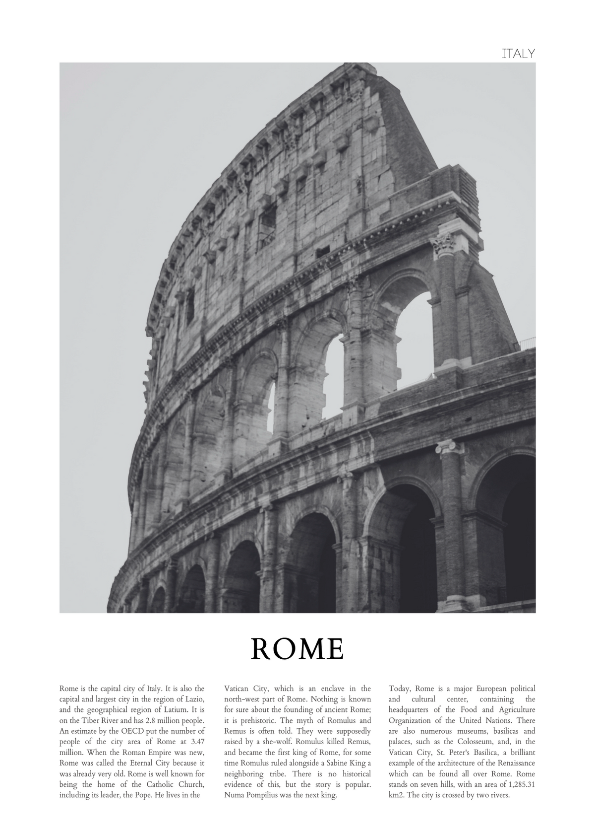 Rome - Kolezyum Siyah Beyaz Poster