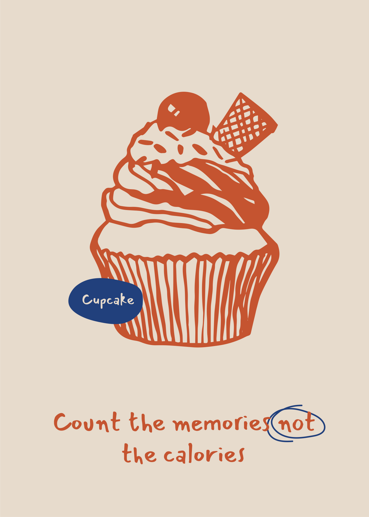 Cupcake – Count the Memories Not the Calories Poster Baskı