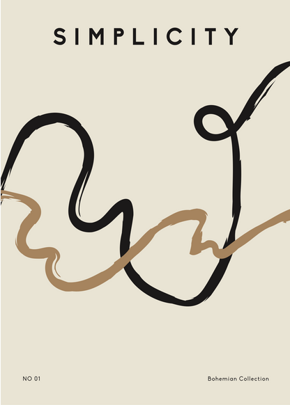 Simplicity Poster Baskı – Soyut Bohem Çizgisel Sanat Tablosu