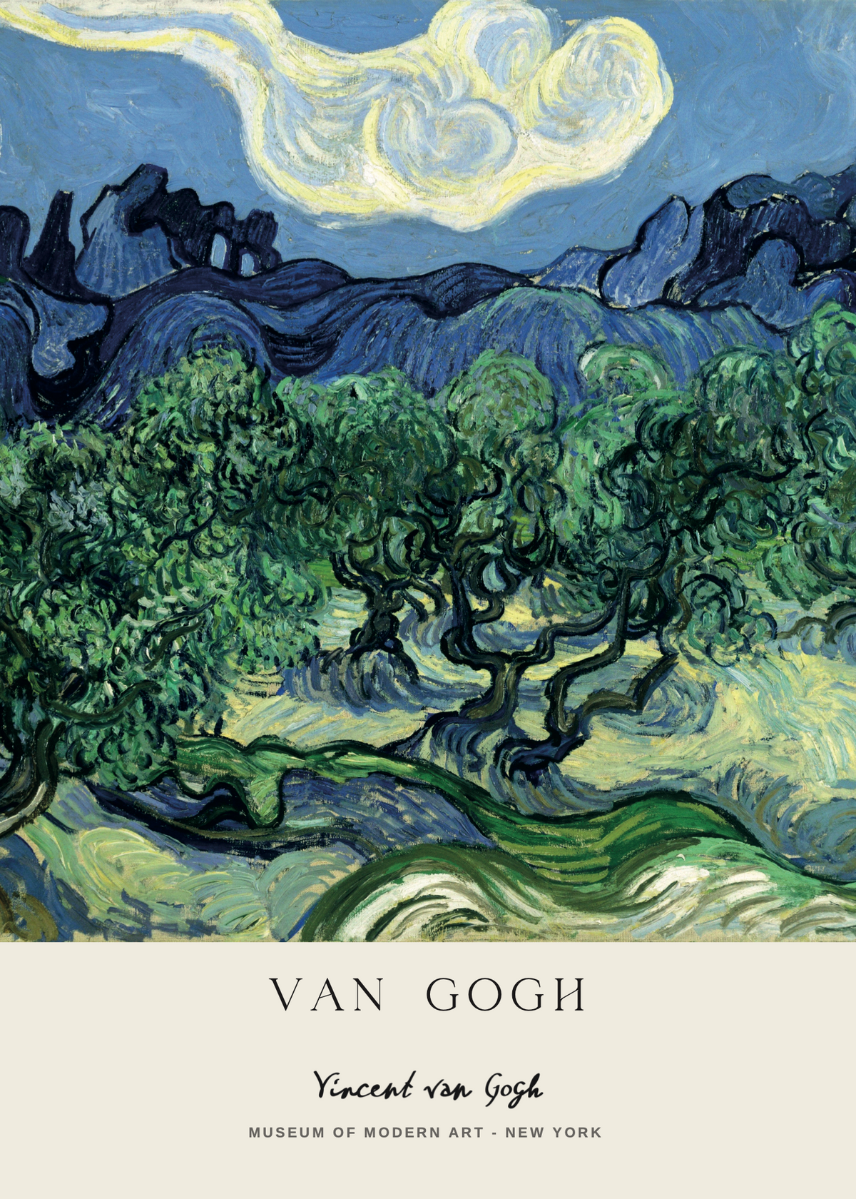 Van Gogh Stili Zeytin Ağaçları Manzara Poster Baskı