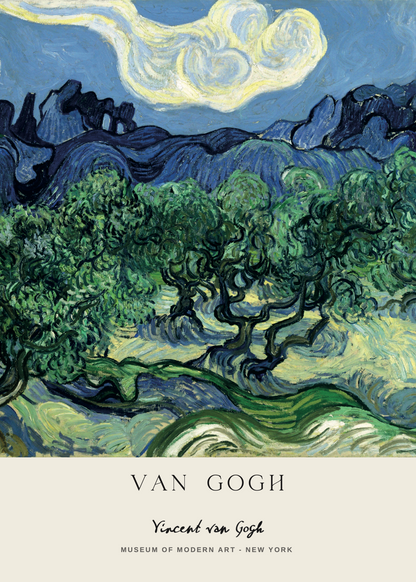 Van Gogh Stili Zeytin Ağaçları Manzara Poster Baskı