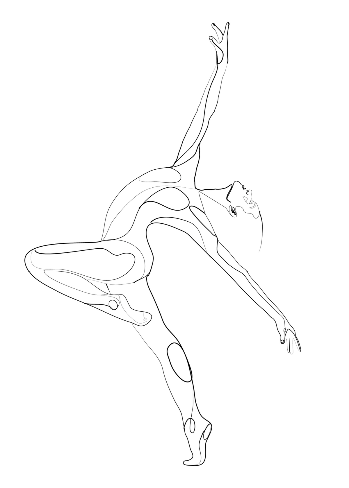 Dancer Line Art – Minimalist Dansçı İllüstrasyon Poster Baskı