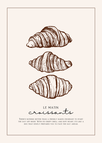 Le Matin – Kruvasan İllüstrasyon Poster Baskı