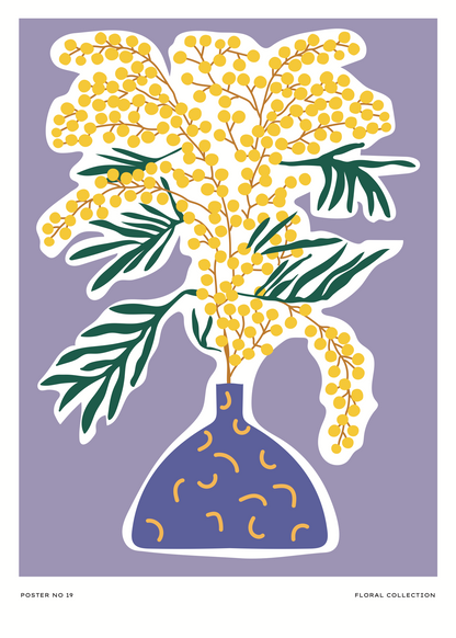 Mor Vazoda Mimoza Poster Baskı