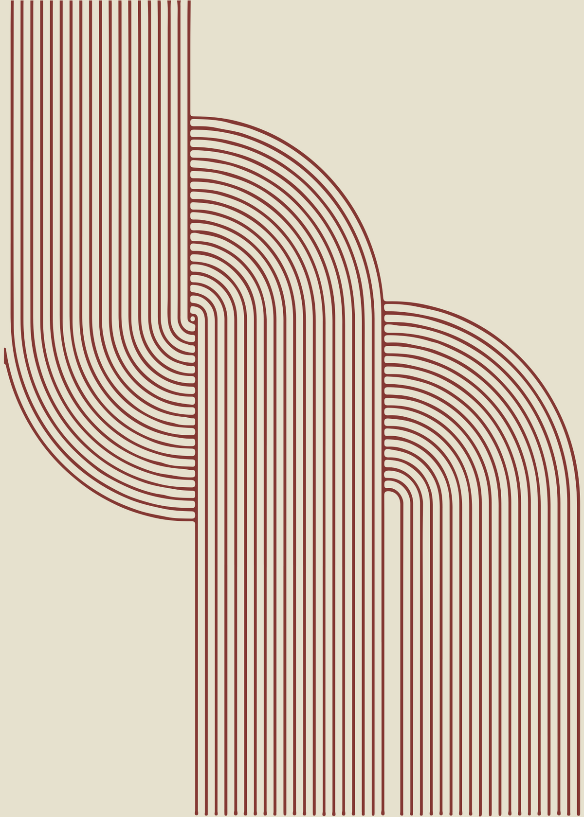 Geometrik Kemer Çizgili Mid-Century Modern Poster