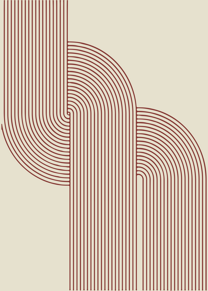 Geometrik Kemer Çizgili Mid-Century Modern Poster