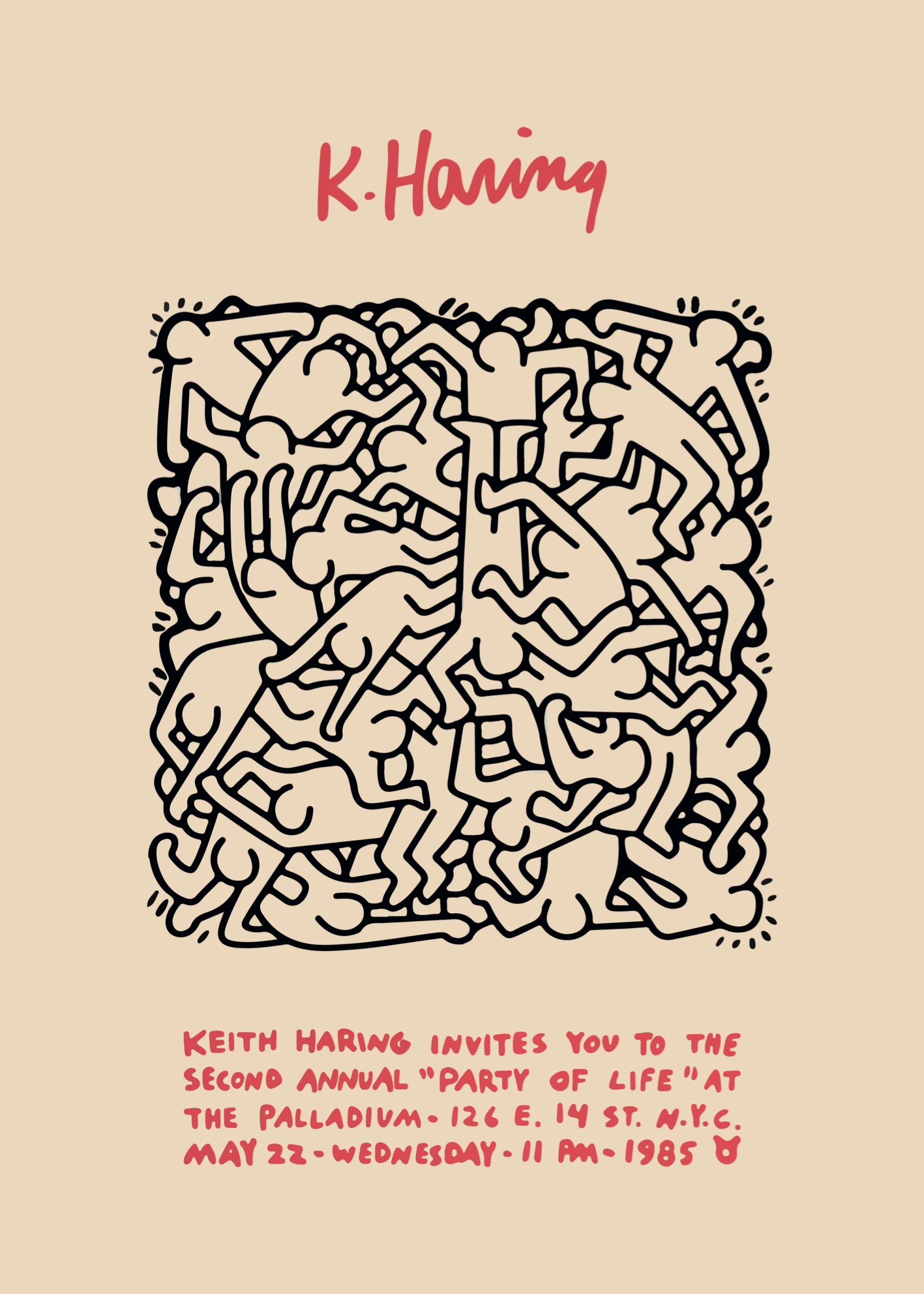 Party of Life – Keith Haring Poster Baskı
