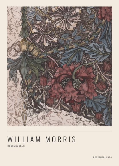 William Morris Honeysuckle Poster Baskı – Vintage Çiçek Deseni 1874
