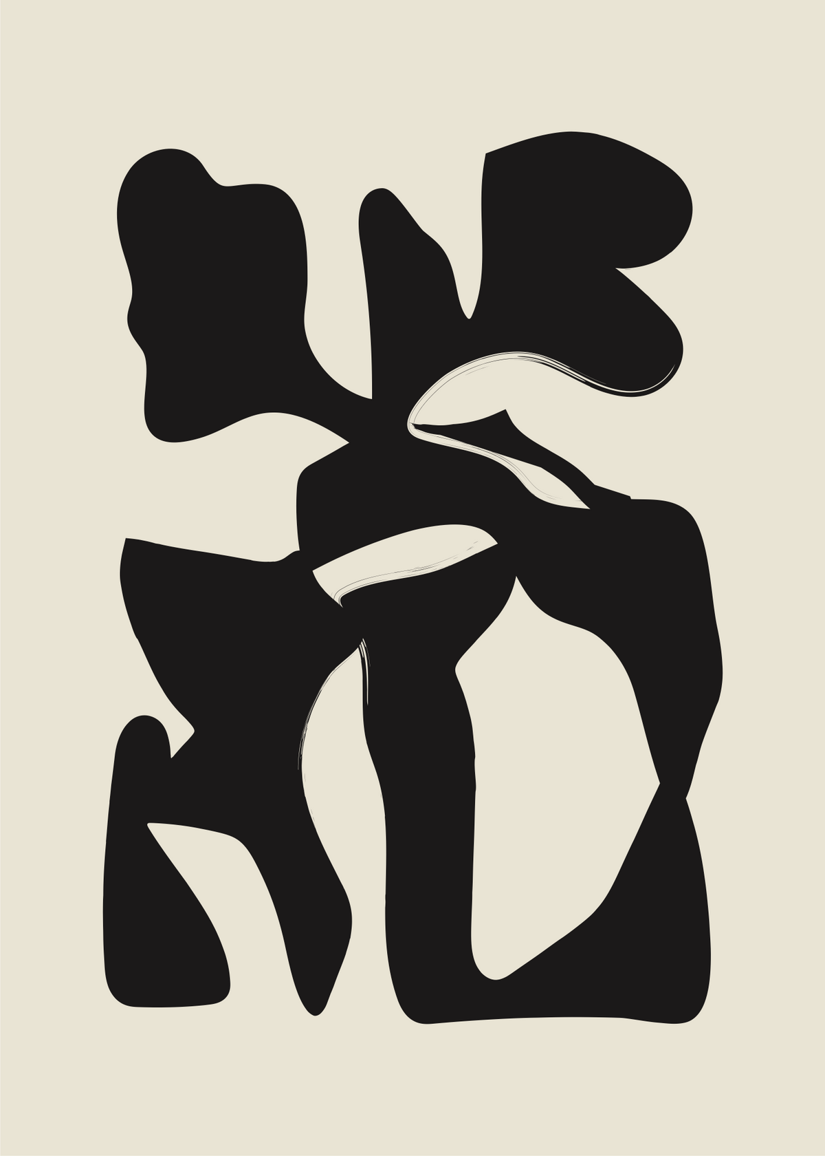 Shadow Form Poster Baskı – Siyah Soyut Sanat Tablosu