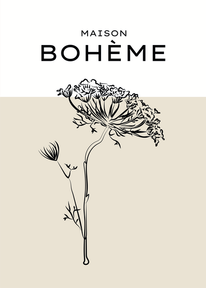 Maison Bohème Çiçek İllüstrasyon Poster Baskı