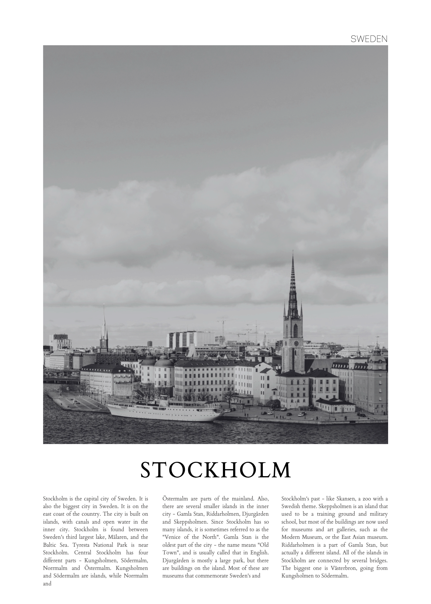 Stockholm – Poster Baskı