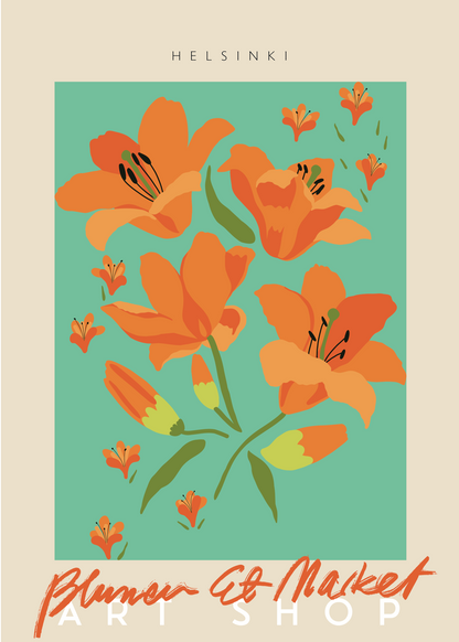 Flower et Market – Helsinki Zambak Çiçekleri Poster Baskı
