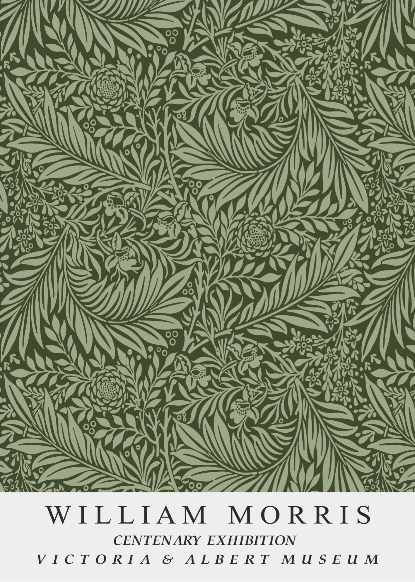 William Morris Yeşil Bitki Deseni Poster Baskı