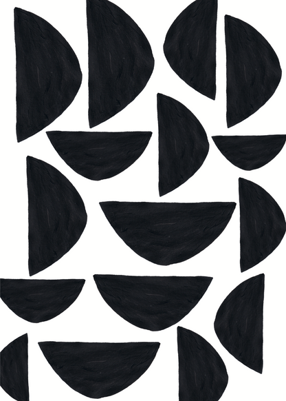 Siyah Geometrik Formlar – Soyut Yarım Daire Poster