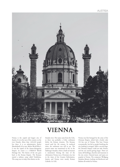 Vienna – Siyah Beyaz Mimari Poster Baskı