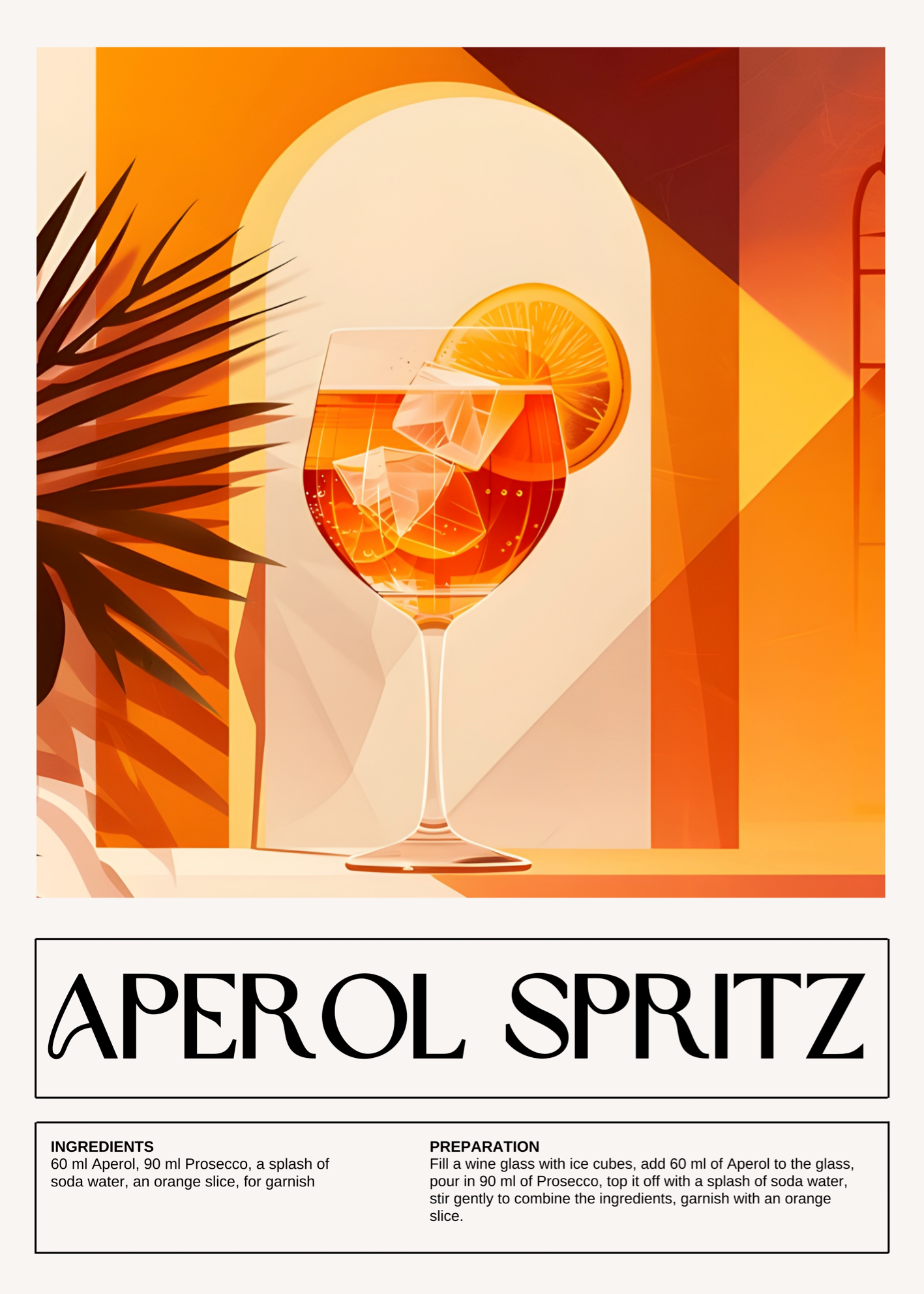 Aperol Spritz Kokteyl İllüstrasyon Poster Baskı