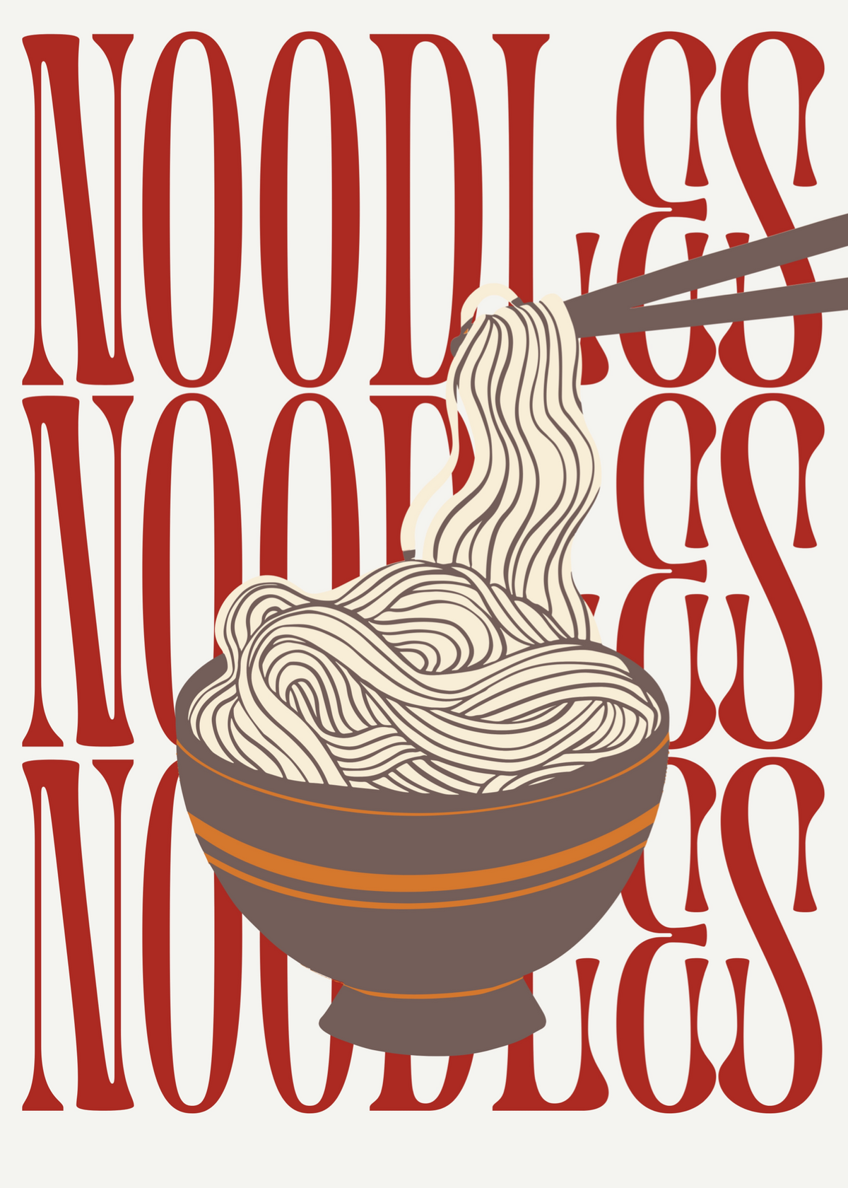 Noodle Tipografi – Asya Mutfak İllüstrasyonu Poster Baskı