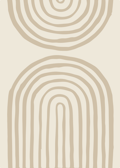 Bej Tonlarda Soyut Kemer Desenli Minimal Poster