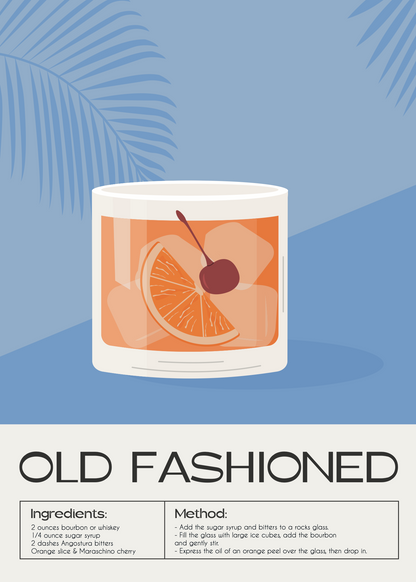 Old Fashioned Kokteyl Tarifi Poster Baskı