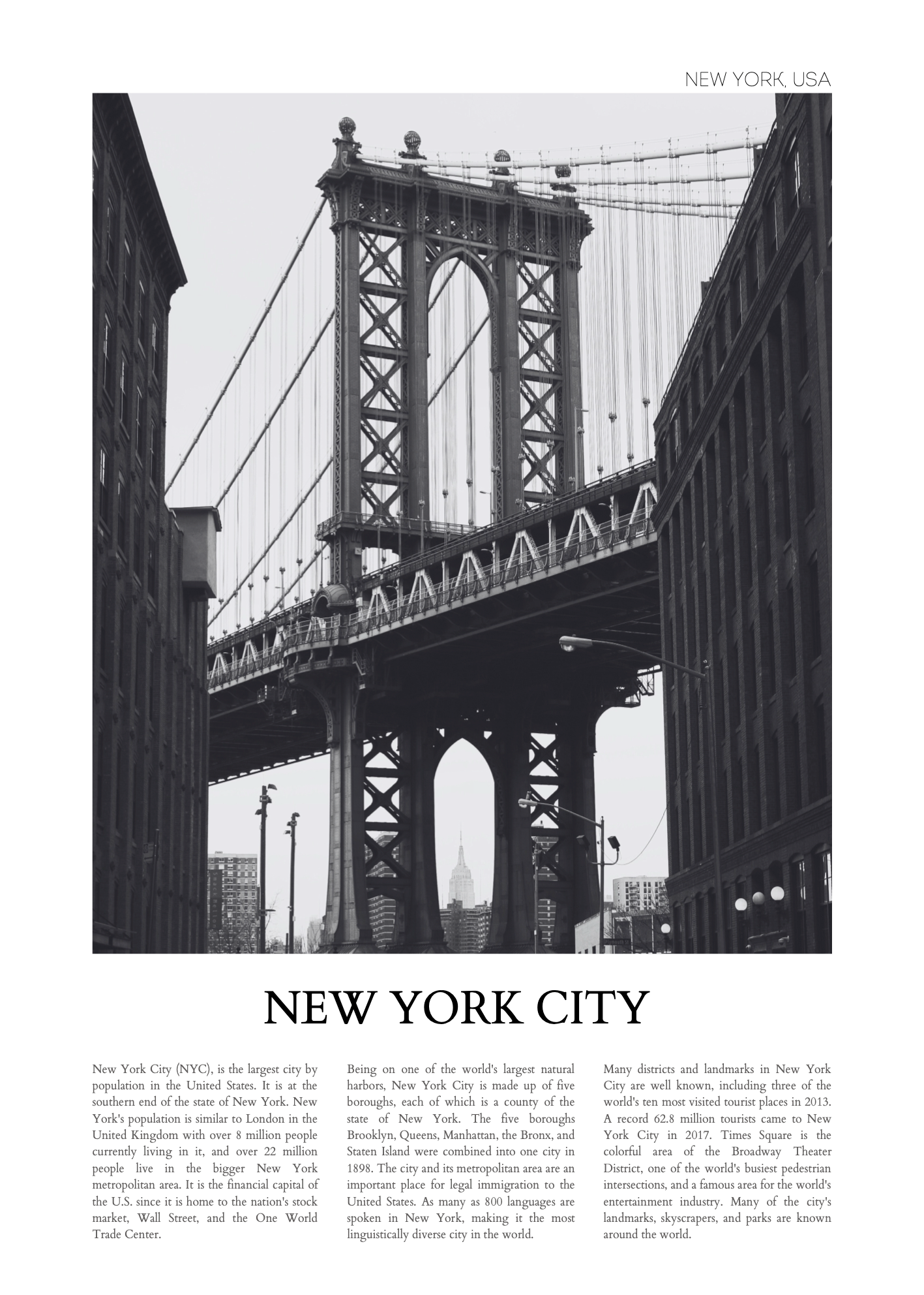 New York City Siyah Beyaz Mimari Poster Baskı