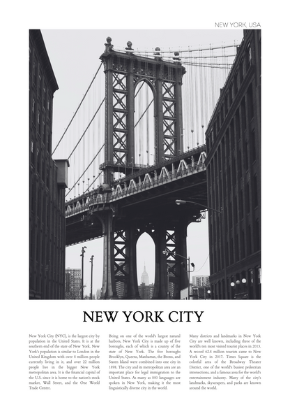 New York City Siyah Beyaz Mimari Poster Baskı