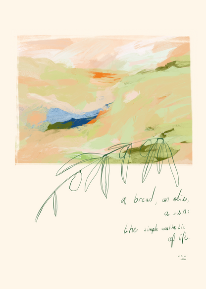 A Bread, an Olive, a Sun Poster Baskı
