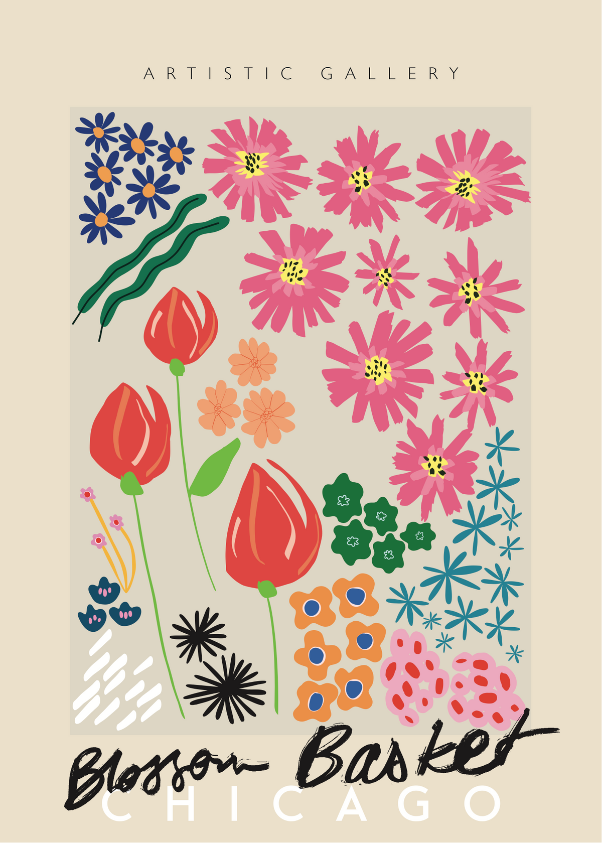 Blossom Basket – Chicago Çiçek İlhamlı Poster