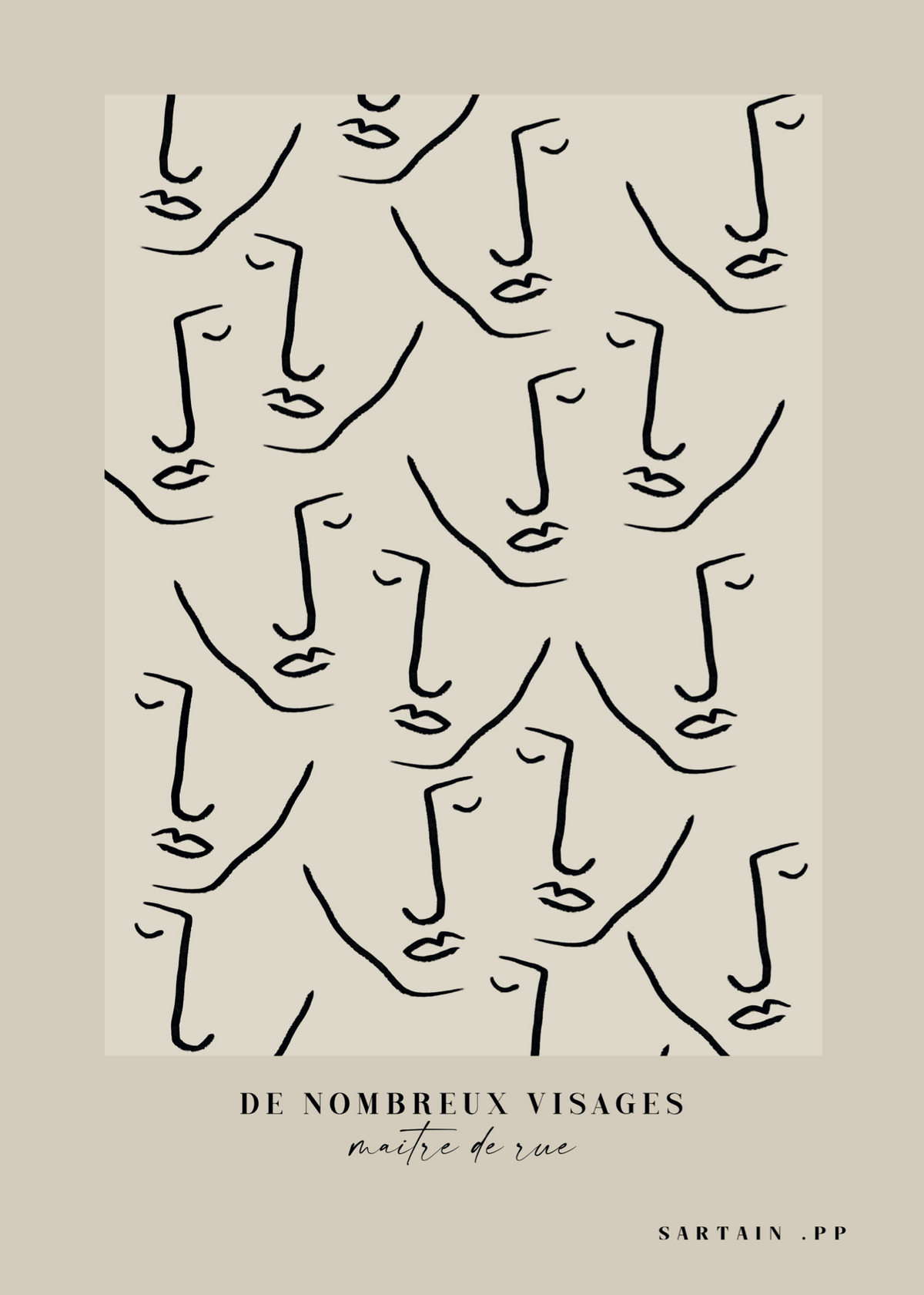 Soyut Yüzler – Line Art Minimalist Poster