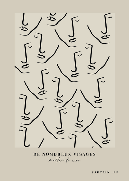 Soyut Yüzler – Line Art Minimalist Poster